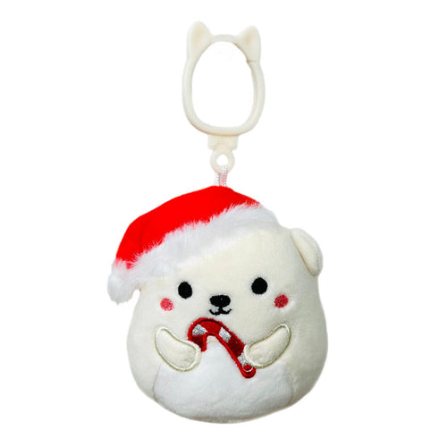 Squishmallow 3.5 Inch Brooke the Bear with Candy Cane Christmas Plush Clip