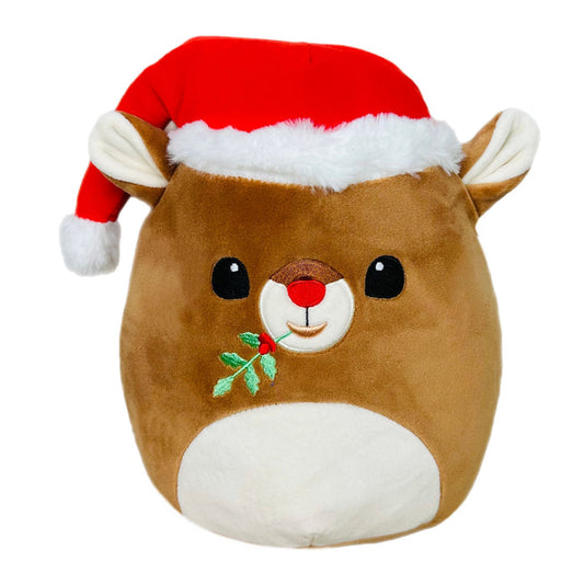 Squishmallow 8 Inch Rudolph with Santa Hat Christmas Plush Toy