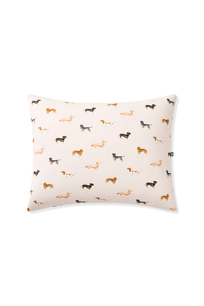 Standard Pillowcase in Dachshund print on a white background