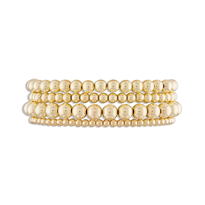 Starter Stack - set of four 14k gold filled ball bracelets in 3mm, 4mm, 5mm, and 6mm