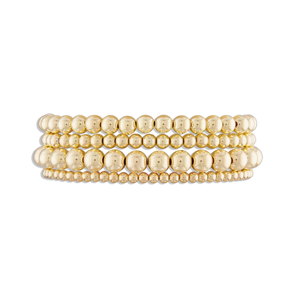 Starter Stack - set of four 14k gold filled ball bracelets in 3mm, 4mm, 5mm, and 6mm
