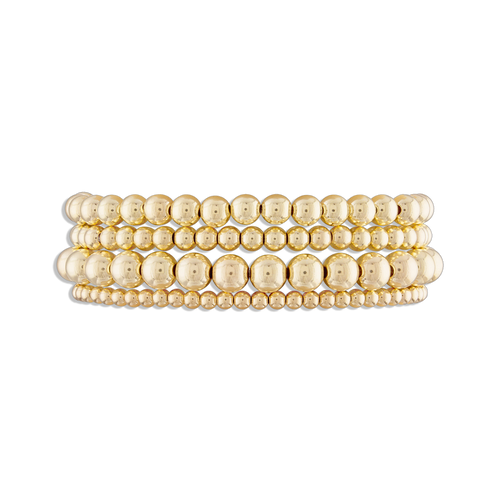 Starter Stack - set of four 14k gold filled ball bracelets in 3mm, 4mm, 5mm, and 6mm