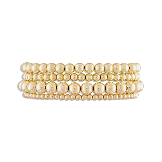 Starter Stack - set of four 14k gold filled ball bracelets in 3mm, 4mm, 5mm, and 6mm