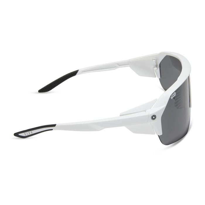 star wars™ x diff sport featuring thestormtrooper square sunglasses with a galactic white frame and category 3 dark grey polarized lenses side view