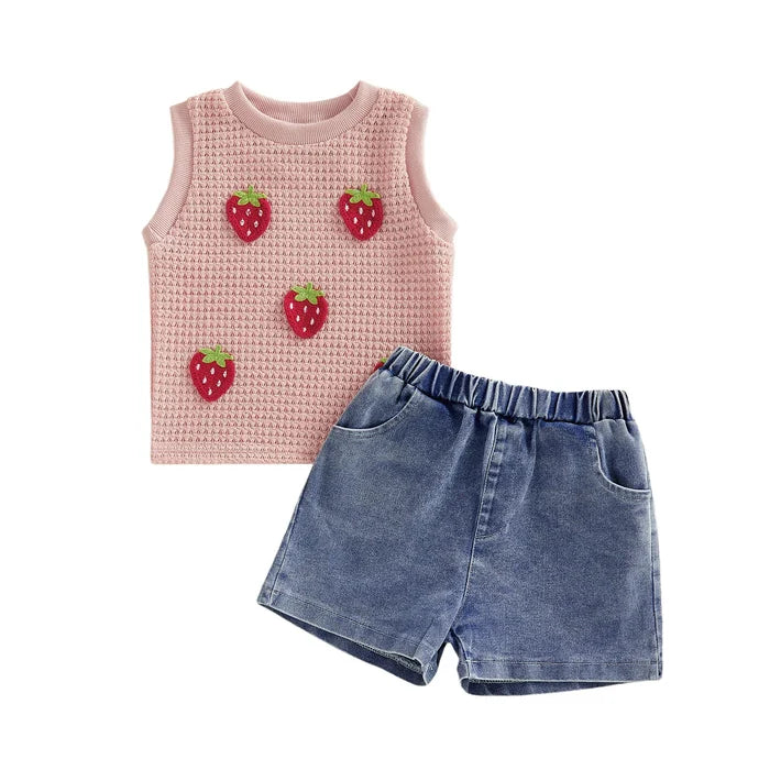 STRAWBERRY Denim Shorts Outfit