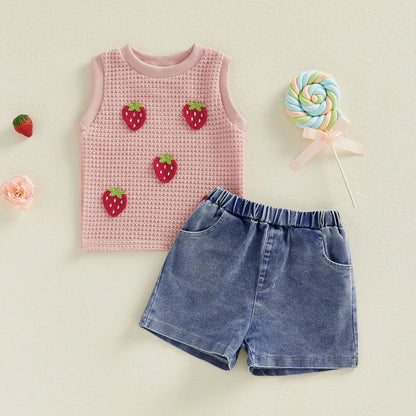 STRAWBERRY Denim Shorts Outfit