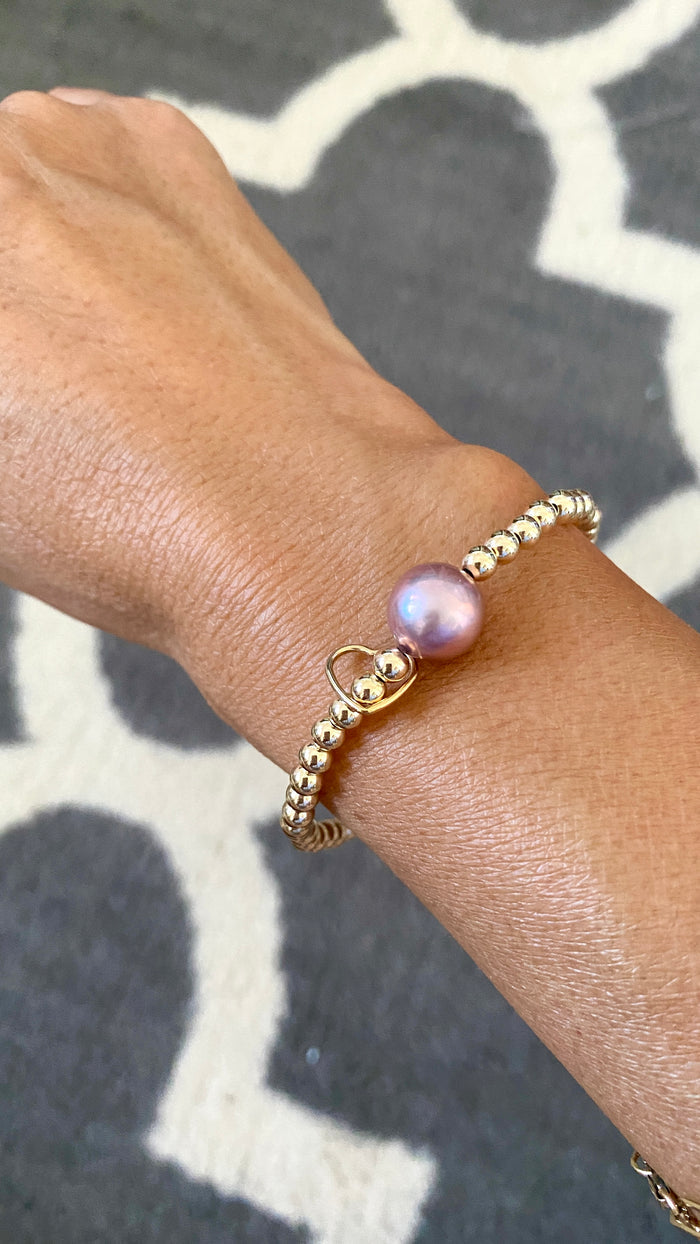 Stretch pearl x charm bracelet - 4mm