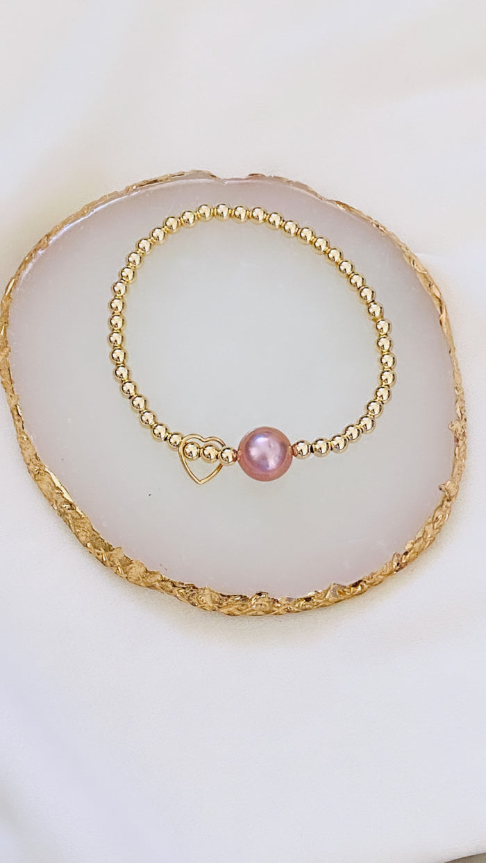 Stretch pearl x charm bracelet - 4mm