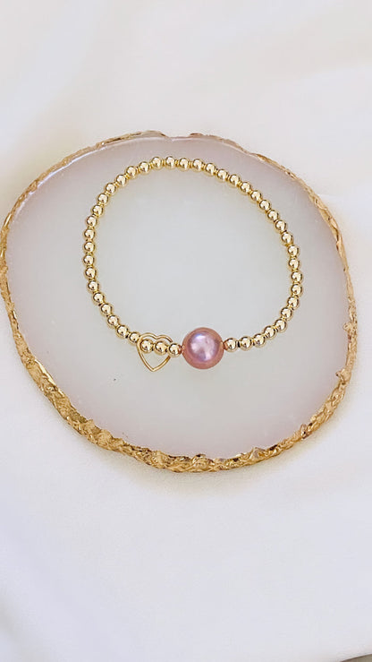 Stretch pearl x charm bracelet - 4mm