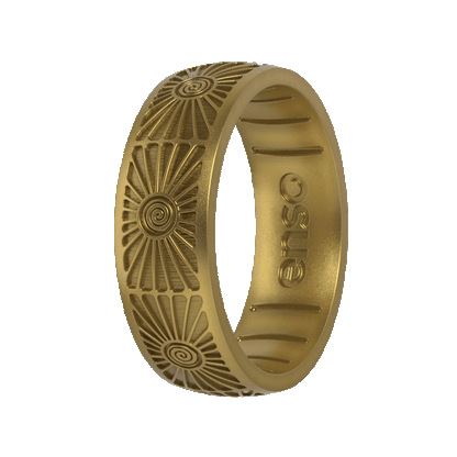 Etched Signature Silicone Ring - Sunburst Spiral - Antique Gold