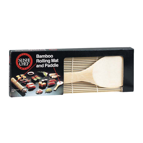 Sushi Chef Bamboo Rolling Mat and Paddle Set - 6 Count