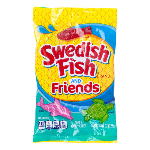 Swedish Fish and Friends Gummy Candy Peg Bag - 12 Count