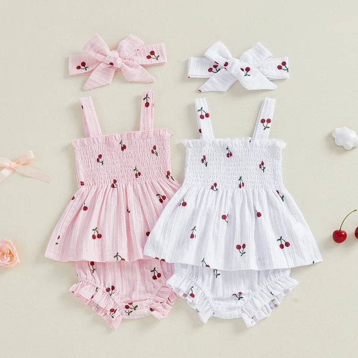 SWEET CHERRY Smocked Summer Outfit