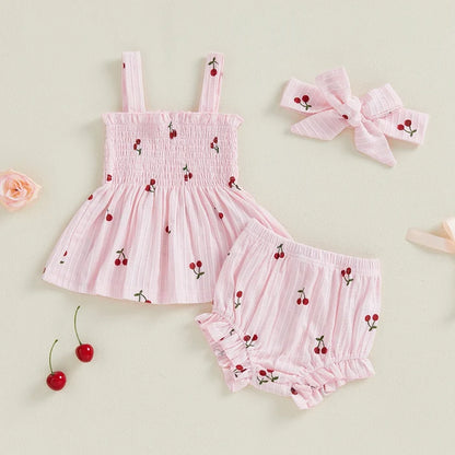 SWEET CHERRY Smocked Summer Outfit