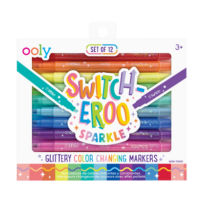 OOLY Switch-Eroo Sparkle Glittery Color Changing Markers packaging front