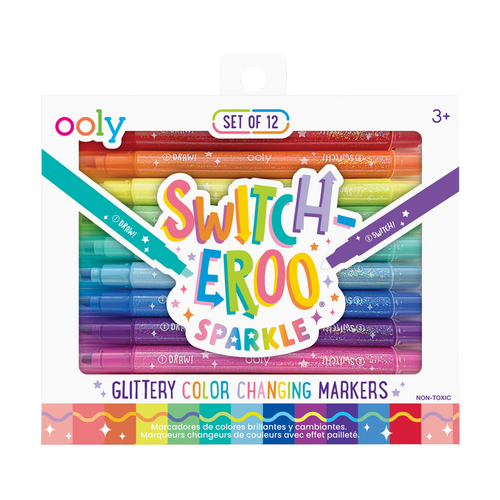 OOLY Switch-Eroo Sparkle Glittery Color Changing Markers packaging front