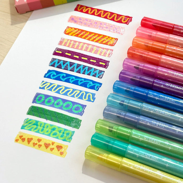 Switch-Eroo Sparkle Glittery Color Changing Markers - Set of 12