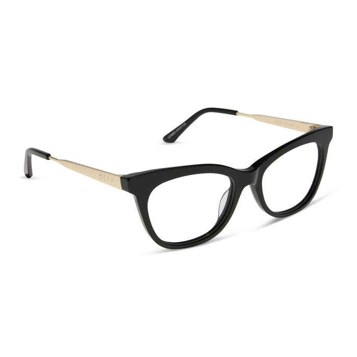 diff eyewear featuring the sylvia cat eye prescription glasses with a black frame angled view