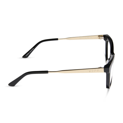 diff eyewear featuring the sylvia cat eye prescription glasses with a black frame side view