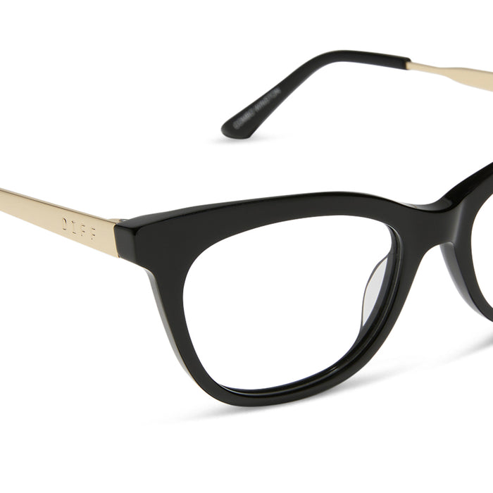 diff eyewear featuring the sylvia cat eye prescription glasses with a black frame detailed view