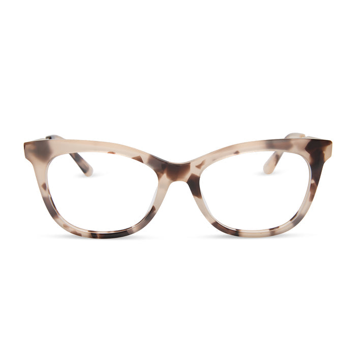 diff eyewear featuring the sylvia cat eye prescription glasses with a cream tortoise frame front view