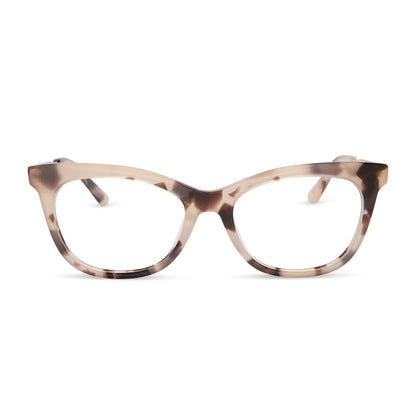 diff eyewear featuring the sylvia cat eye prescription glasses with a cream tortoise frame front view