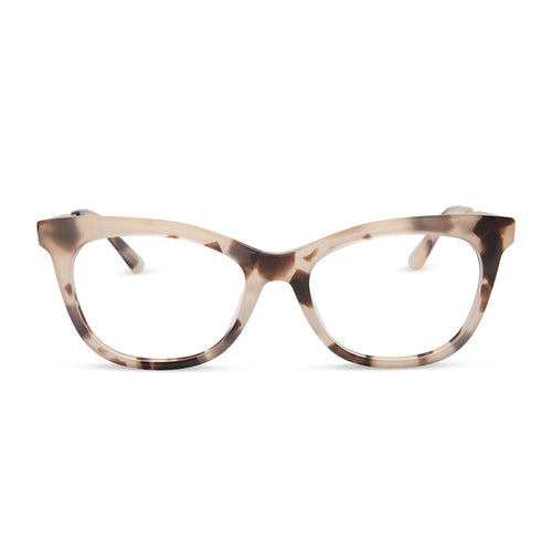 diff eyewear featuring the sylvia cat eye prescription glasses with a cream tortoise frame front view