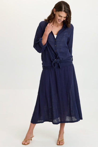 Wearables Tani Gauze Slim-to-Flare Skirt