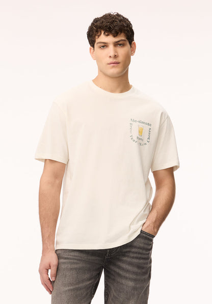 Buffalo Men T-Shirts White Knit Tees Short Sleeve Crew Neck Short Sleeve