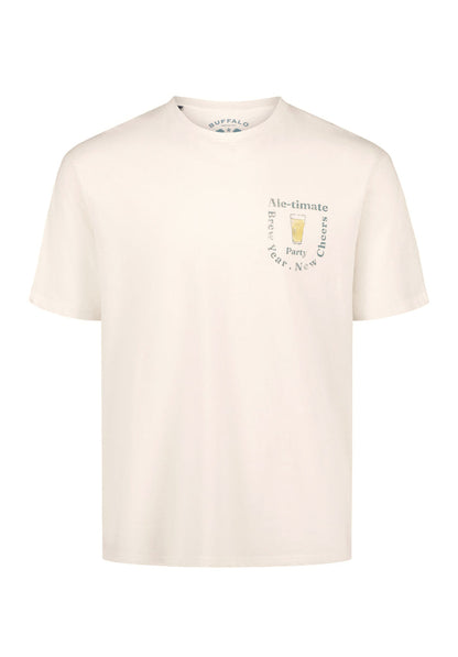 Buffalo Men T-Shirts White Knit Tees Short Sleeve Crew Neck Short Sleeve