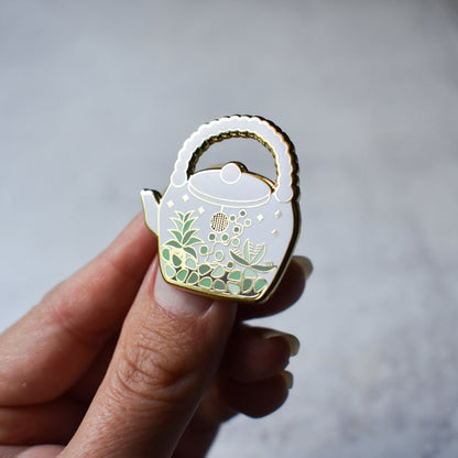 Terrarium Teapot enamel pin