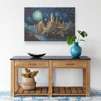 The Castle Starry Night Canvas Print