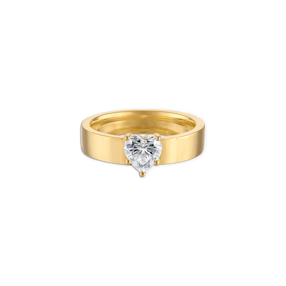The OG Pinky Ring - vermeil yellow gold pinky ring with prong set lab gemstone heart