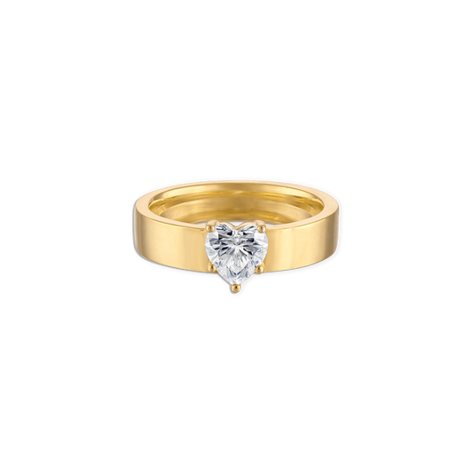 The OG Pinky Ring - vermeil yellow gold pinky ring with prong set lab gemstone heart