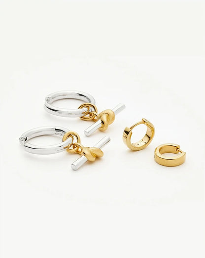 The T-Bar Earring Set | 18k Gold Plated, Silver Plating on Brass Earrings Set Missoma