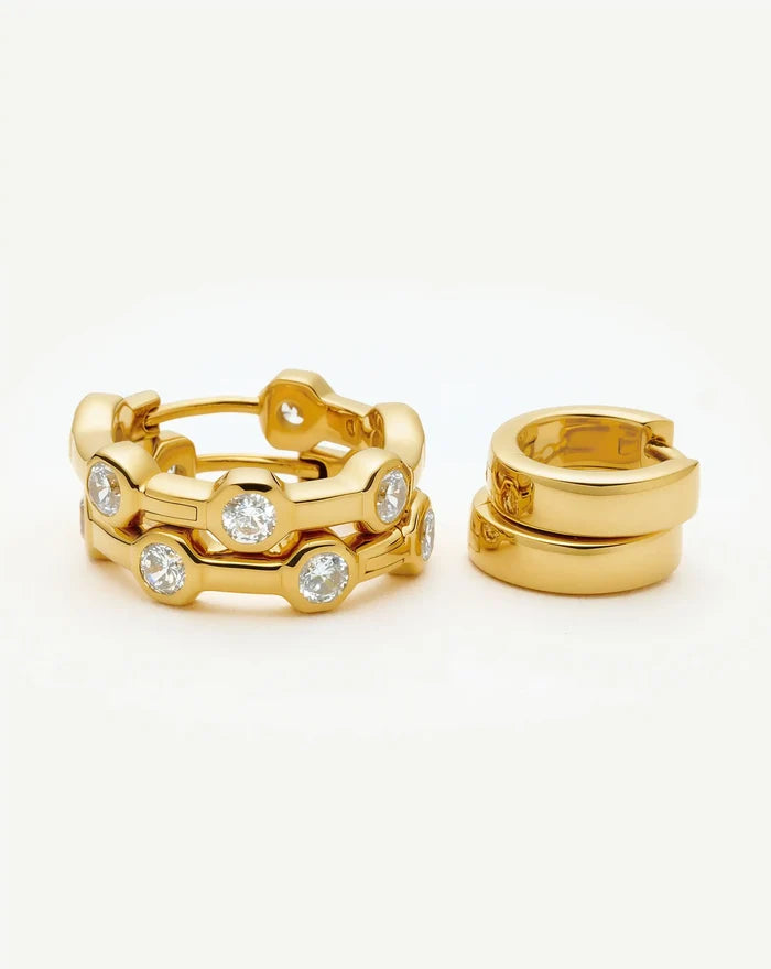 The Tennis Hoop Set | 18k Gold Plated/Cubic Zirconia Earrings Set Missoma