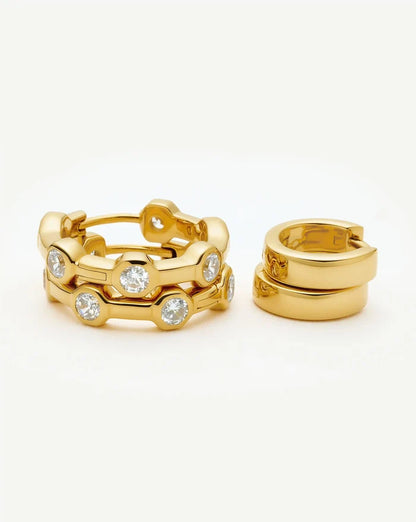 The Tennis Hoop Set | 18k Gold Plated/Cubic Zirconia Earrings Set Missoma