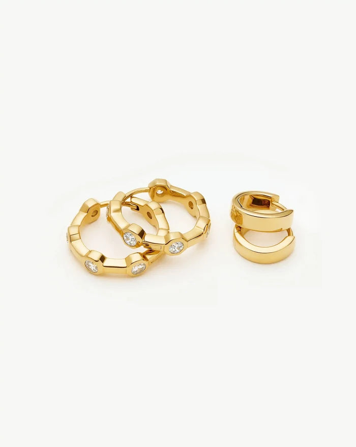 The Tennis Hoop Set | 18k Gold Plated/Cubic Zirconia Earrings Set Missoma