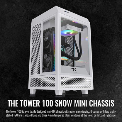 Thermaltake Tower 100 Snow Edition Tempered Glass Mini Tower Computer Chassis For Mini ITX