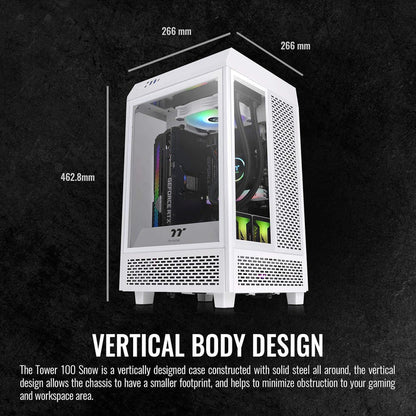 Thermaltake Tower 100 Snow Edition Tempered Glass Mini Tower Computer Chassis For Mini ITX