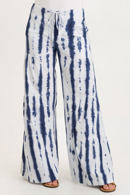 Wearables Tiered Wide Leg Drawstring Flare Ruched Pant