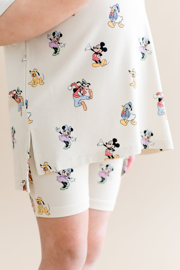 mickey and friends pattern close up on biker short set