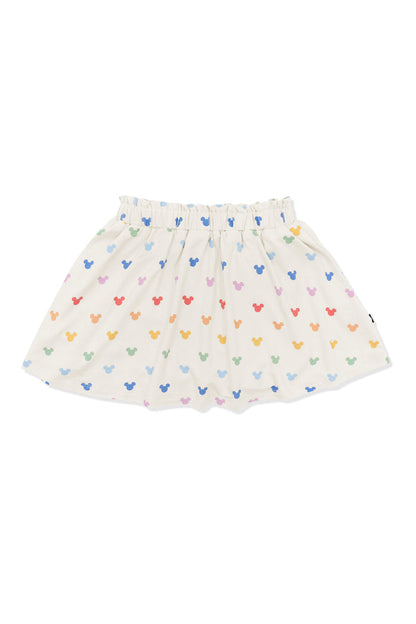 Toddler Skort with Pastel Mickey Mouse pattern on an oat background
