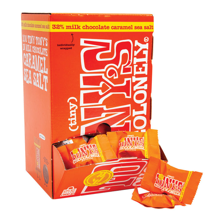 Tony's Chocolonely Milk Chocolate Caramel Sea Salt Tiny Bars - 100 Count