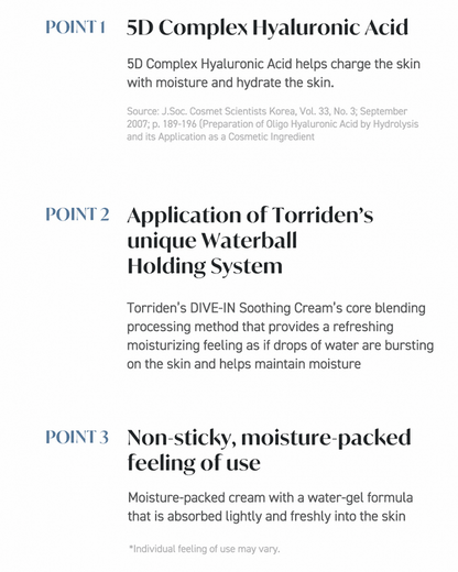 Torriden DIVE-IN Soothing Cream 100mL