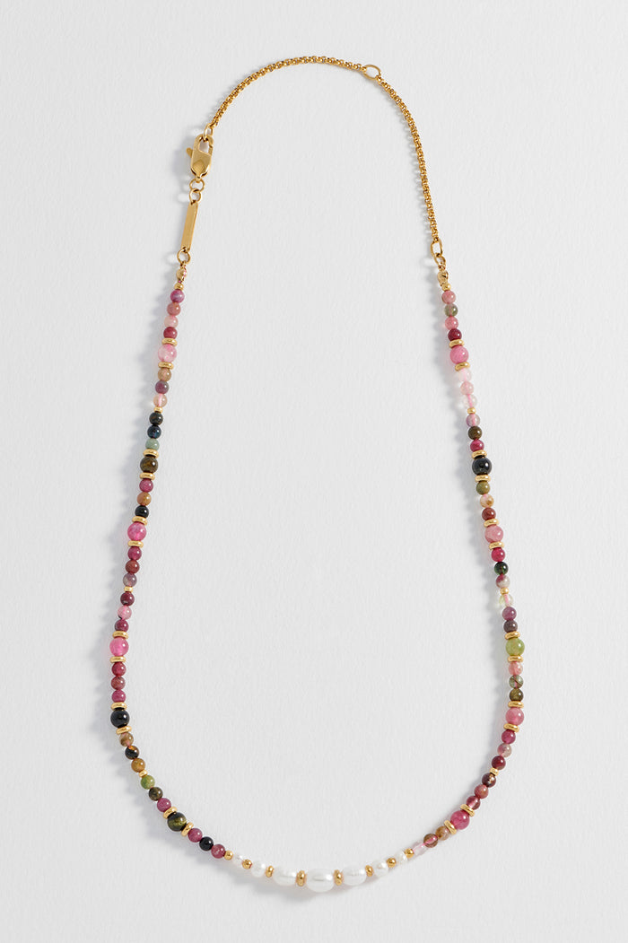 Tourmaline and Pearl Beaded Necklace