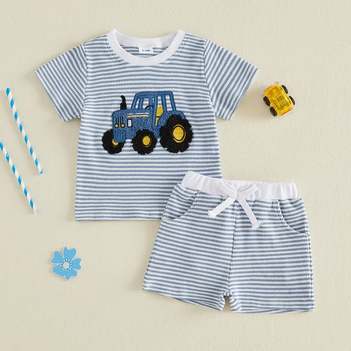 TRACTOR Striped Waffle Knit Outfit