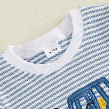 TRACTOR Striped Waffle Knit Outfit