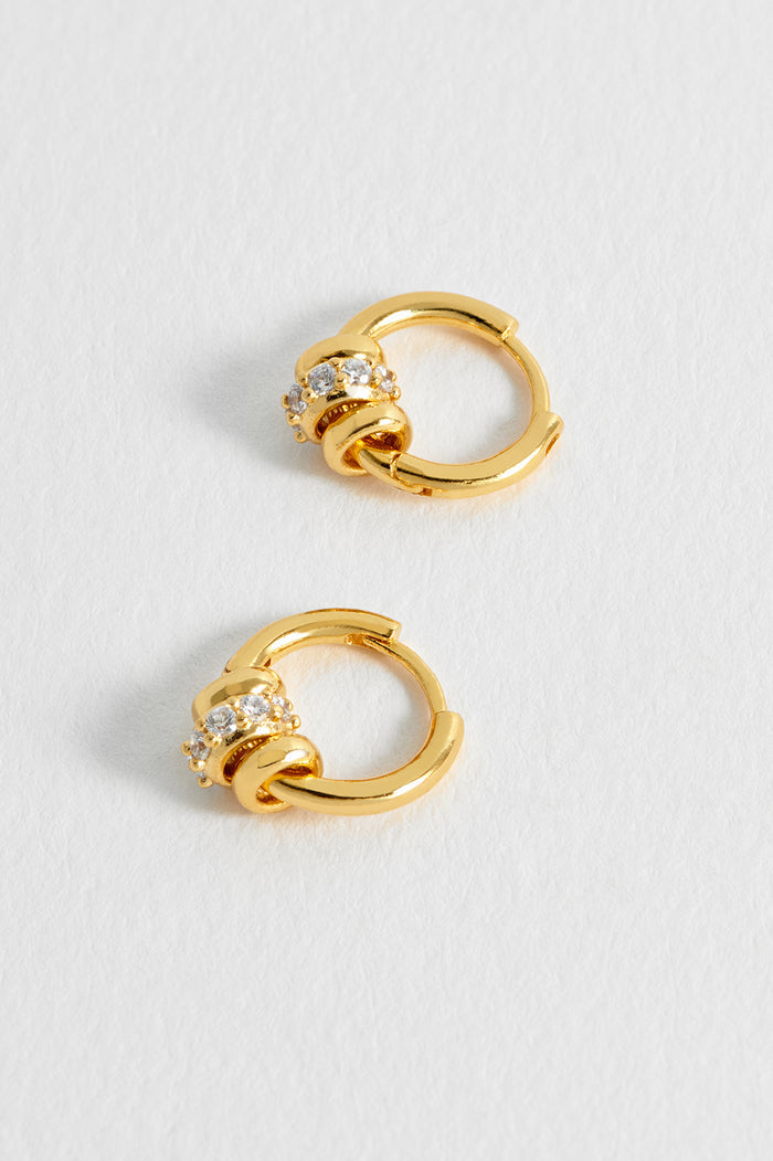 Triple Disc CZ Hoop Earrings