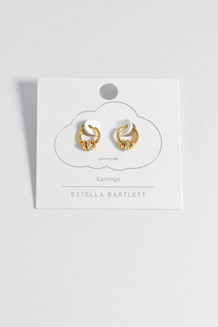 Triple Disc CZ Hoop Earrings
